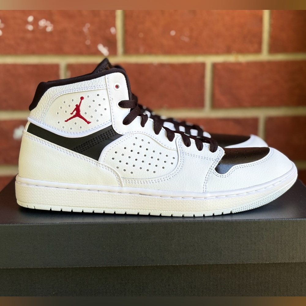 Red Jumpman Accent White and Black High-Top Men’s Sneakers